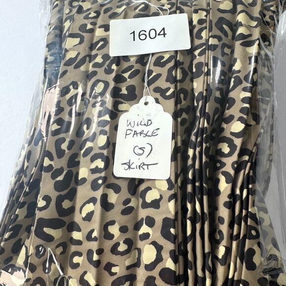 Pleated Y2k Whimsigoth Midi Skirt S Brown Leopard Cheetah Swifty Mob Wife Boho - Picture 10 of 10